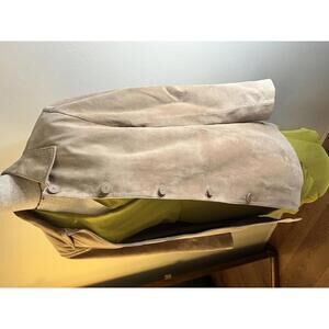 Light Beige Suede Button-Up Women's Jacket